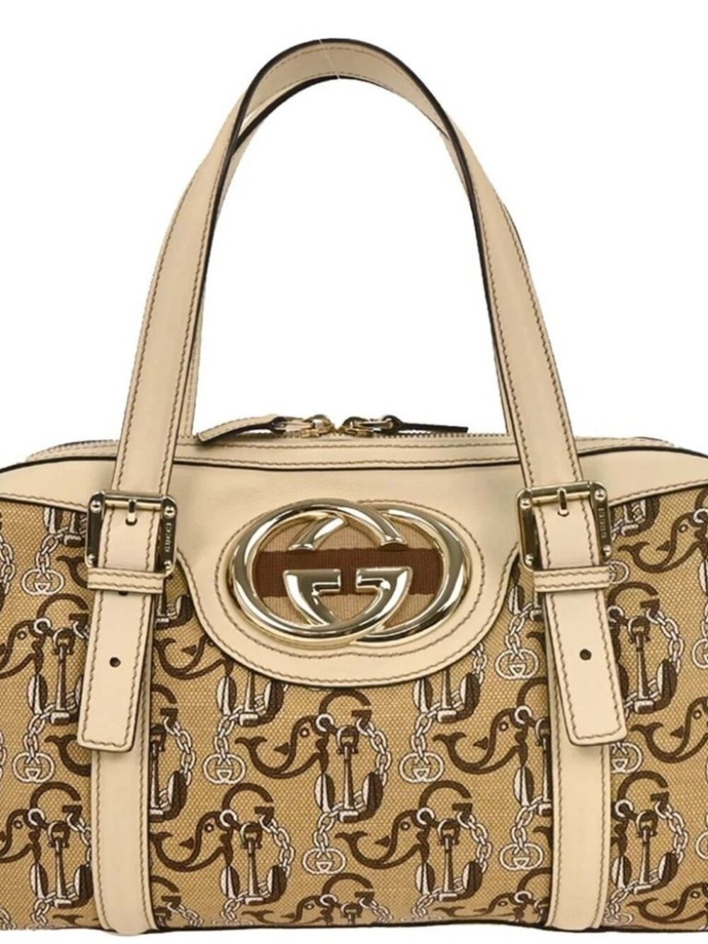 Gucci Beige Canvas Interlocking Handbag